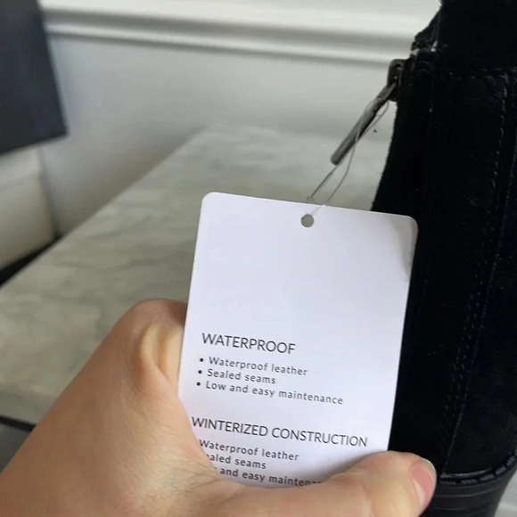 Leather and faux suede waterproof boots womens boots black boots - Picture 7 of 7